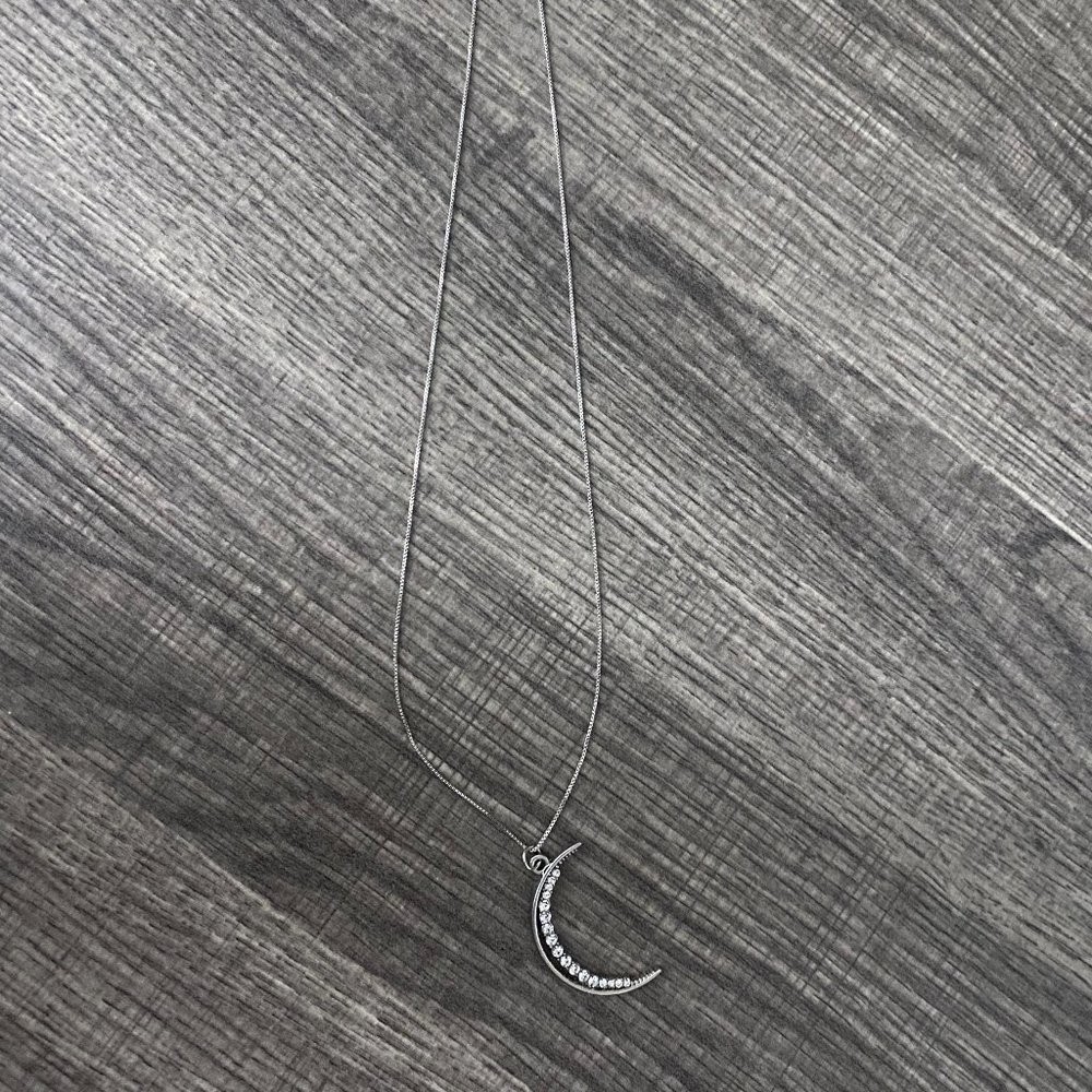 Silver Necklace - Crescent Moon Charm
